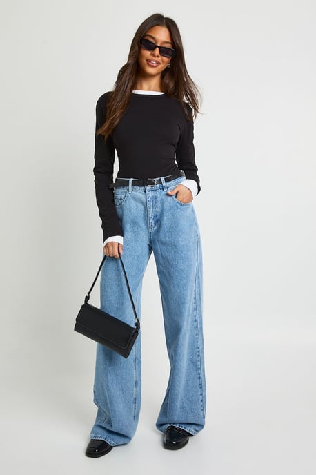 Basic Long Sleeve Fitted Longline Top - Image 3