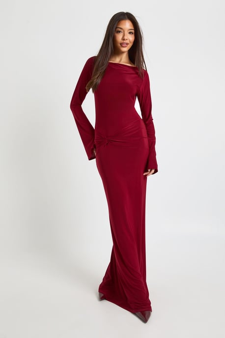 Drape Front Ruched Maxi Dress - Image 1