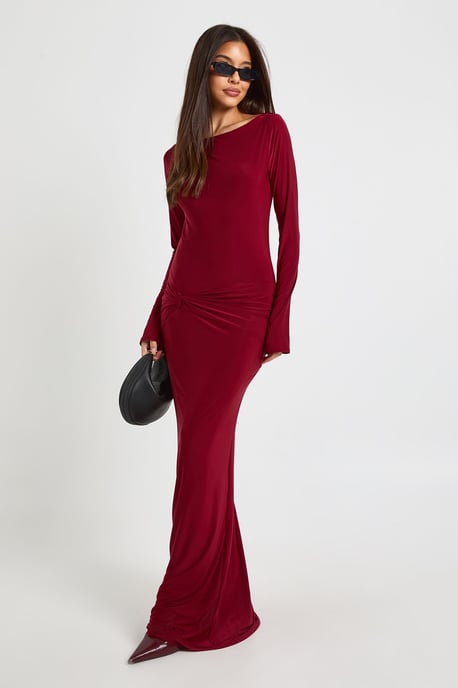 Drape Front Ruched Maxi Dress - Image 3