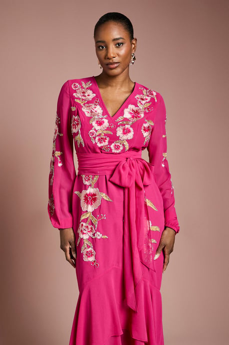 Sequin Embellished And Embroidered High Low Maxi Dress - Image 2