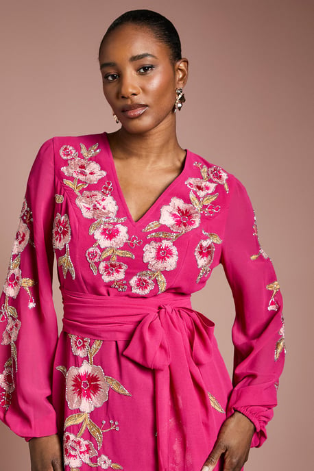 Sequin Embellished And Embroidered High Low Maxi Dress - Image 4