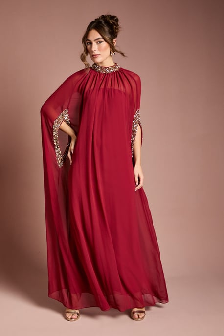 Coast Muse Chiffon Cape Dress - Image 1
