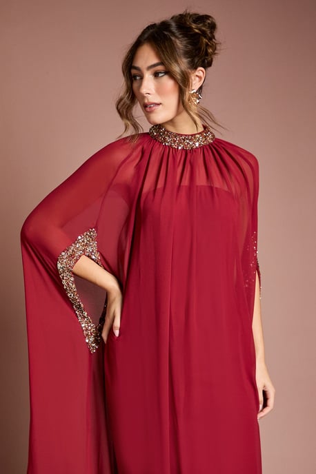 Coast Muse Chiffon Cape Dress - Image 2