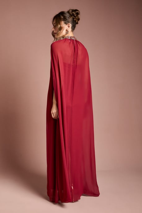 Coast Muse Chiffon Cape Dress - Image 3