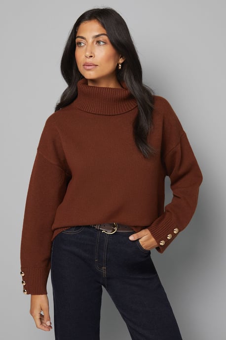 Roll Neck Button Cuff Jumper - Image 1