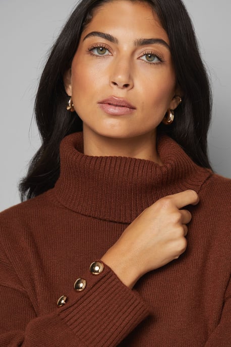 Roll Neck Button Cuff Jumper - Image 4