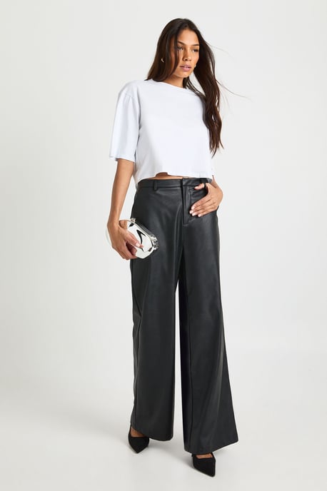 Tall Faux Leather Wide Leg Trouser - Image 1