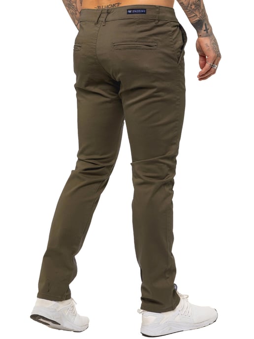 Enzo Heren Slim Fit Stretch Chinos - Image 3
