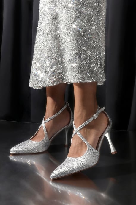 Wheres That From Womens 'Channing' Embellished Cross Strap Heels - Image 1