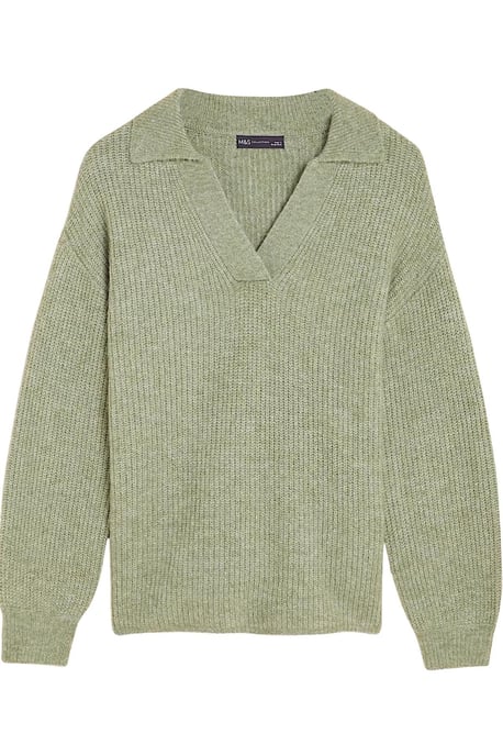 Collared Ribbed Jumper With Side Splits - Image 2