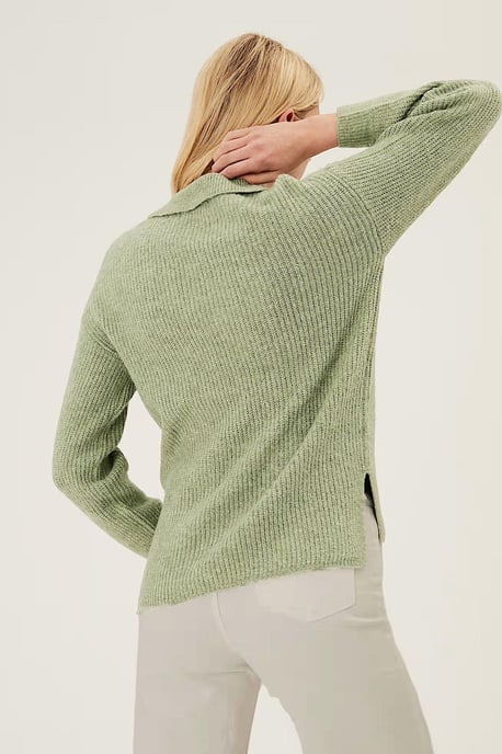 Collared Ribbed Jumper With Side Splits - Image 3