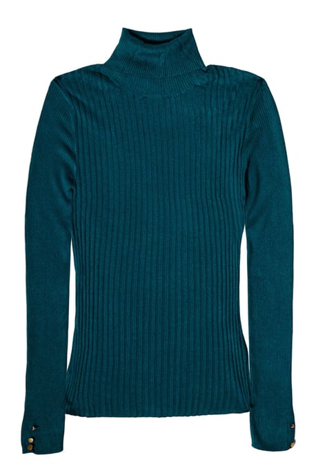 Ribbed Button Cuff Roll Neck Jumper - Image 1