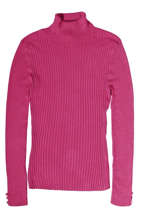 Ribbed Button Cuff Roll Neck Jumper - Image 1