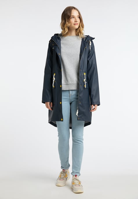 Schmuddelwedda raincoat women navy grey melange - Image 2