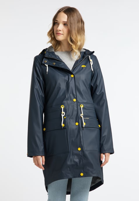Schmuddelwedda raincoat women navy grey melange - Image 3