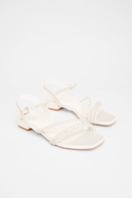 White Embellished Strappy Sandals - Image 3