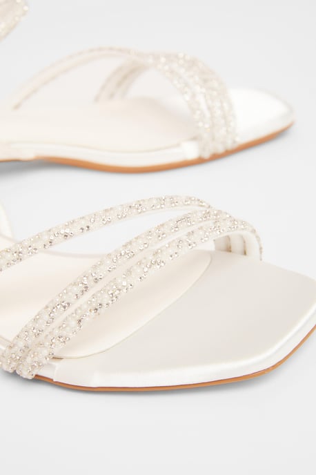 White Embellished Strappy Sandals - Image 4