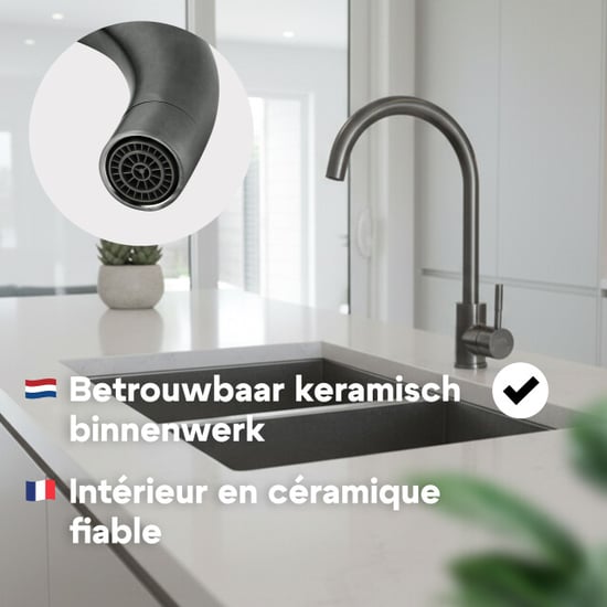 Luzzo ® lesina keuken­ mengkraan gun metal – hoog model ronde uitloop 100% - Image 5