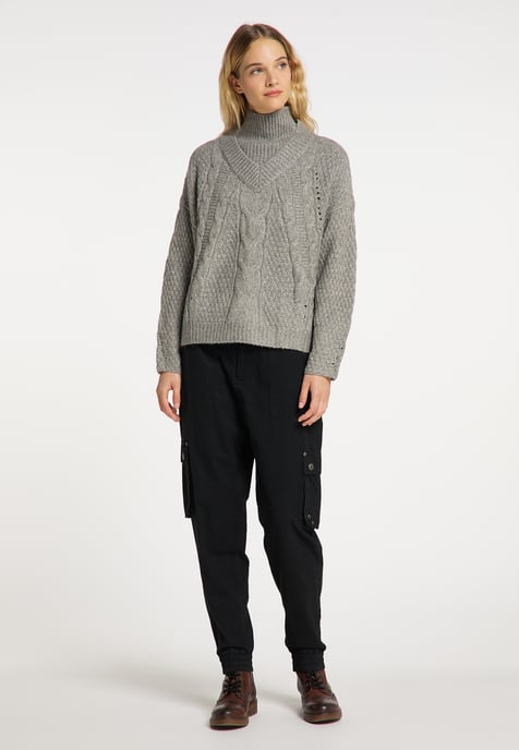 Dreimaster Knitted pullover women Grey melange - Image 2