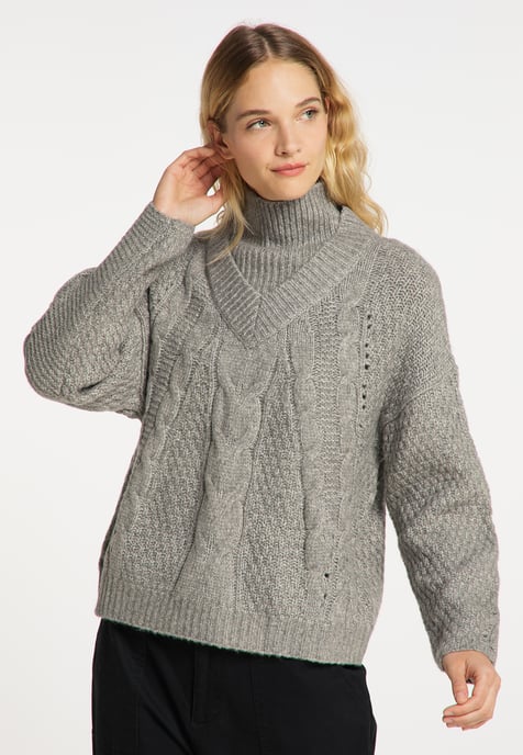 Dreimaster Knitted pullover women Grey melange - Image 3