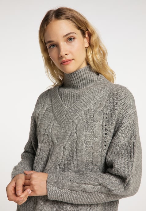 Dreimaster Knitted pullover women Grey melange - Image 5