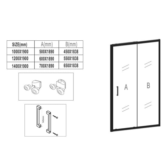 Badplaats Douchewand calgary 120 x 190 cm 6 mm getint veiligheidsglas - - Image 3