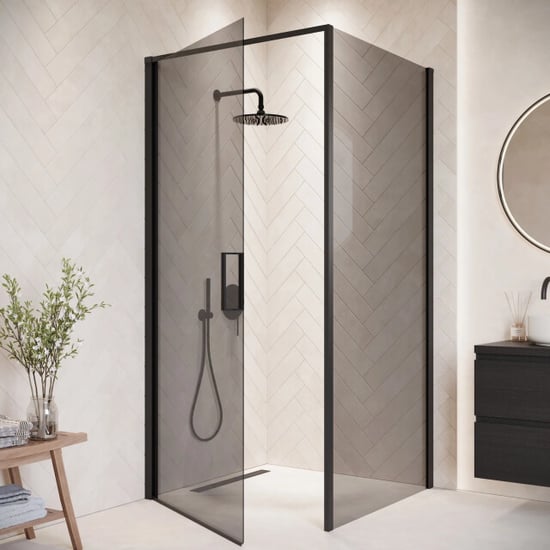 Badplaats Douchecabine alava 80 x 80 x 190 cm zwart met douchewand - Image 4