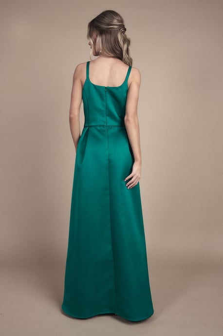 Teen Structured Satin Full Skirted Bridesmaid Dress - Image 3