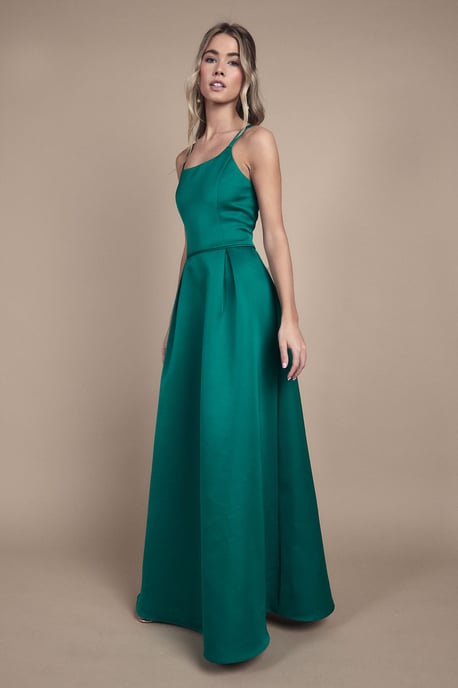 Teen Structured Satin Full Skirted Bridesmaid Dress - Image 4