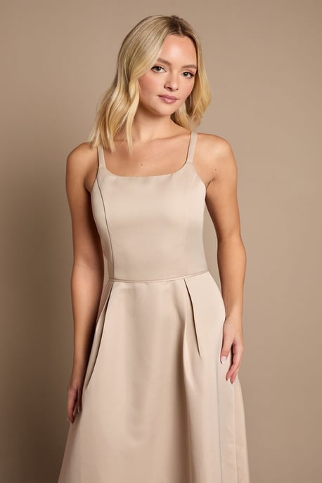 Teen Structured Satin Full Skirted Bridesmaid Dress - Image 2