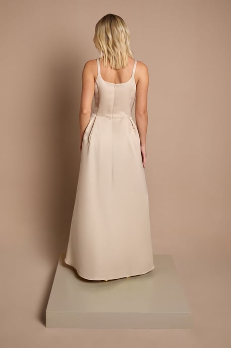 Teen Structured Satin Full Skirted Bridesmaid Dress - Image 3