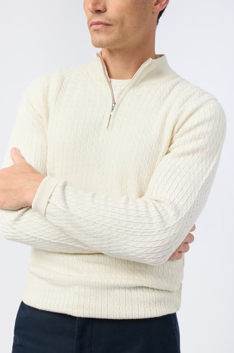Zip Neck Cable Knit Jumper - Image 3