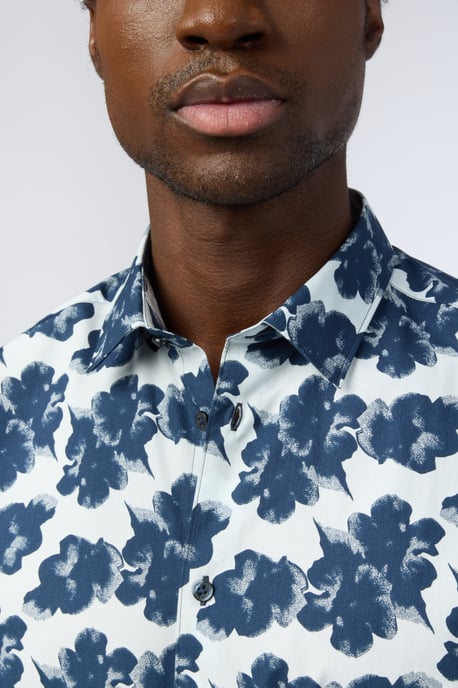Slim Fit Dark Botanical Single Cuff Shirt - Image 2