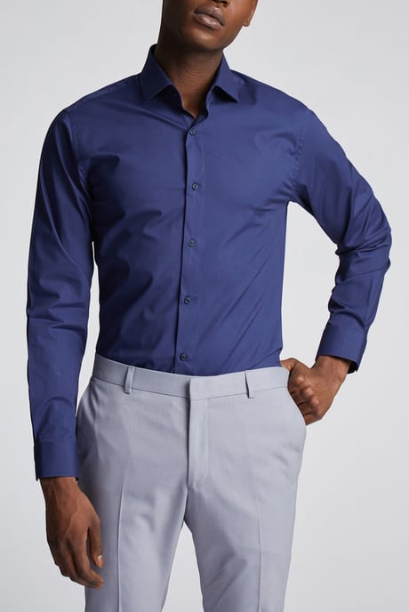 Slim Fit Poplin Single Cuff Cutaway Collar Shirt - Image 1