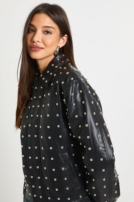 Super Soft Premium Faux Leather Studded Jacket - Image 4