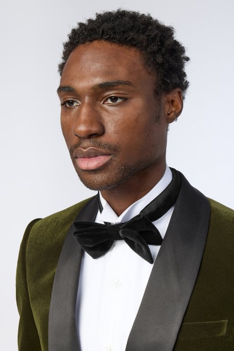 Olive Green Velvet Slim Fit Jacket - Image 3