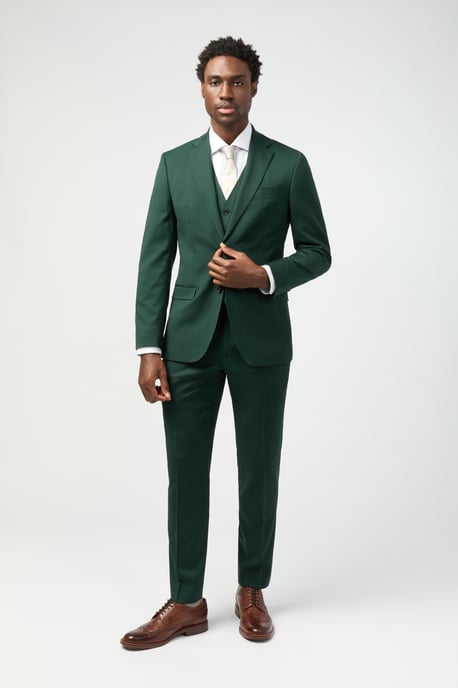 Tailored Fit Italian Super 100''s Bottle Green Twill Jacket - Image 2