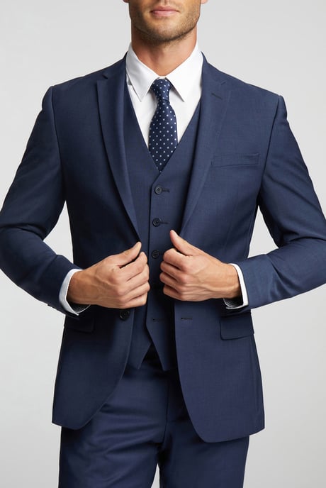 Premium Blue Panama Slim Suit Jacket - Image 1