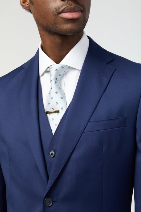 Tailored Fit Italian Super 110''s Blue Twill Jacket - Image 4