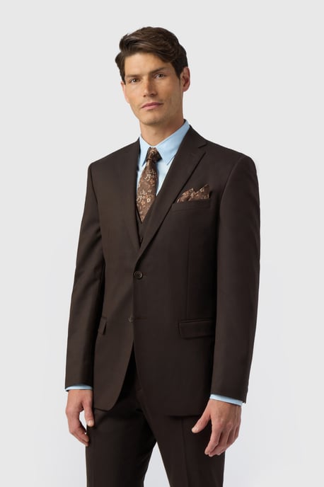 Tailored Fit Chocolate Brown Suit Jacket - Image 1
