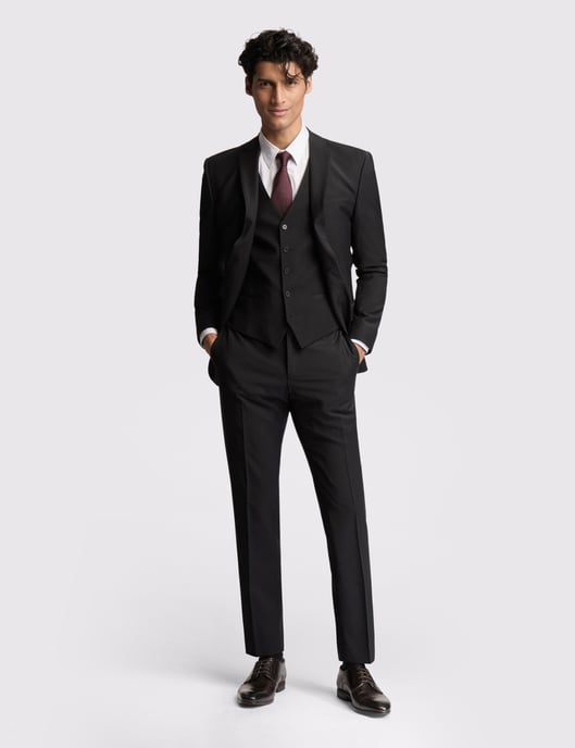 Premium Black Panama Slim Suit Jacket - Image 2