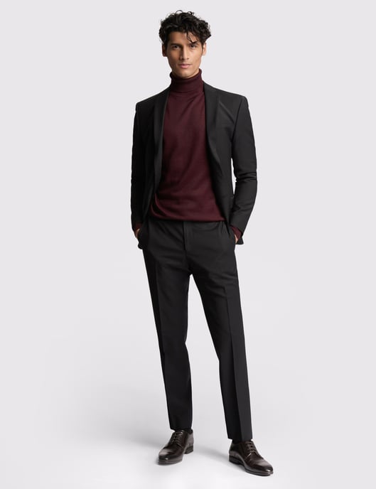 Premium Black Panama Slim Suit Jacket - Image 4