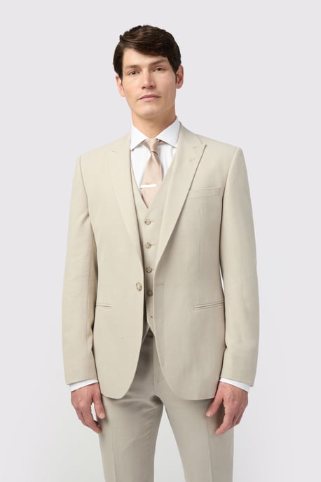 Tailored Fit Stone Linen Jacket - Image 1