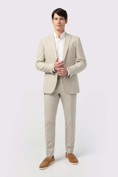 Tailored Fit Stone Linen Jacket - Image 3