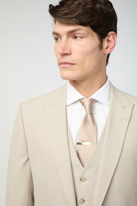 Tailored Fit Stone Linen Jacket - Image 4