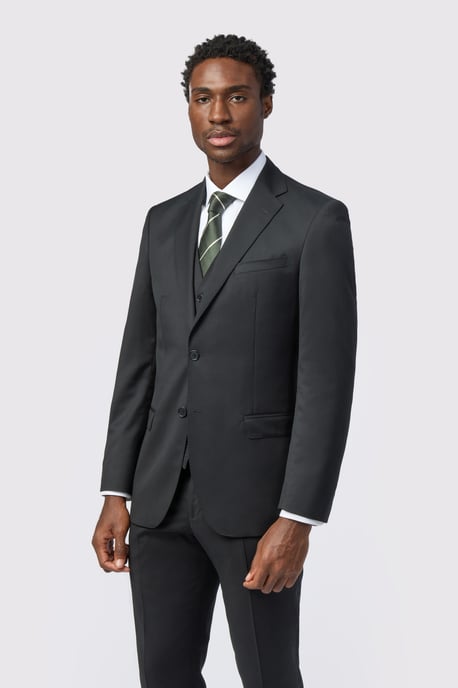 Tailored Fit Black Super 110''s Twill Jacket - Image 1