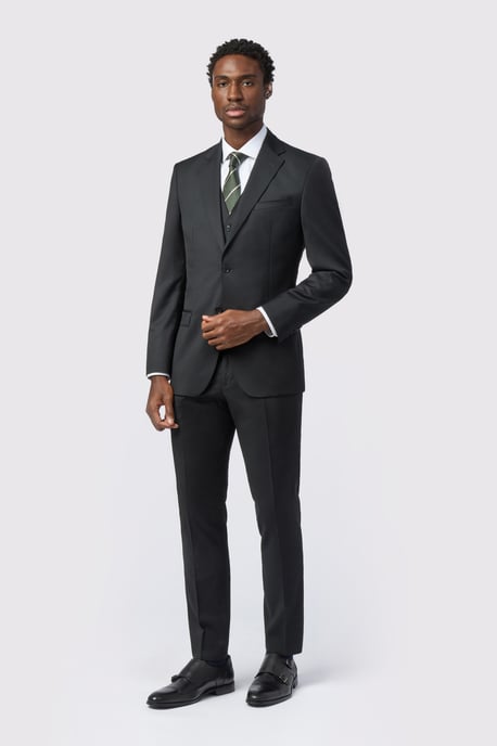 Tailored Fit Black Super 110''s Twill Jacket - Image 2