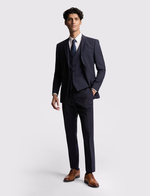 Premium Navy Panama Slim Suit Jacket - Image 2