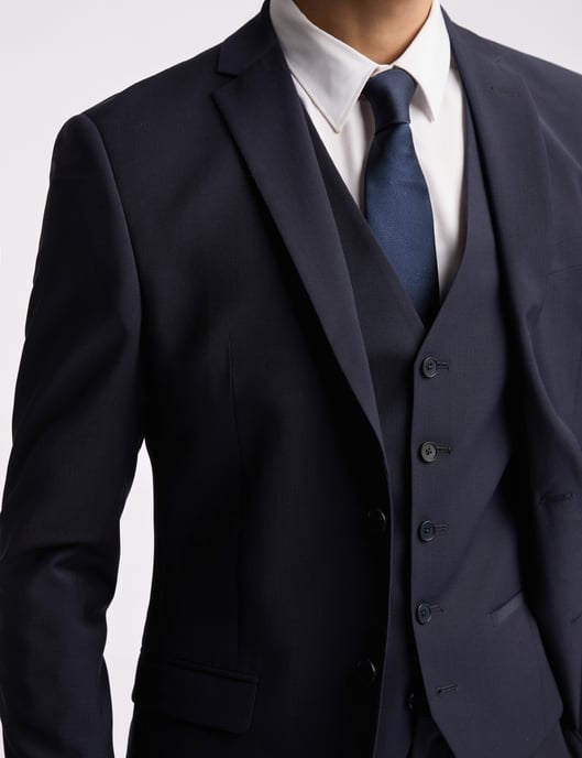 Premium Navy Panama Slim Suit Jacket - Image 4