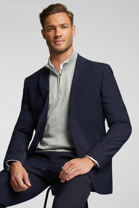 Premium Navy Panama Slim Suit Jacket - Image 6